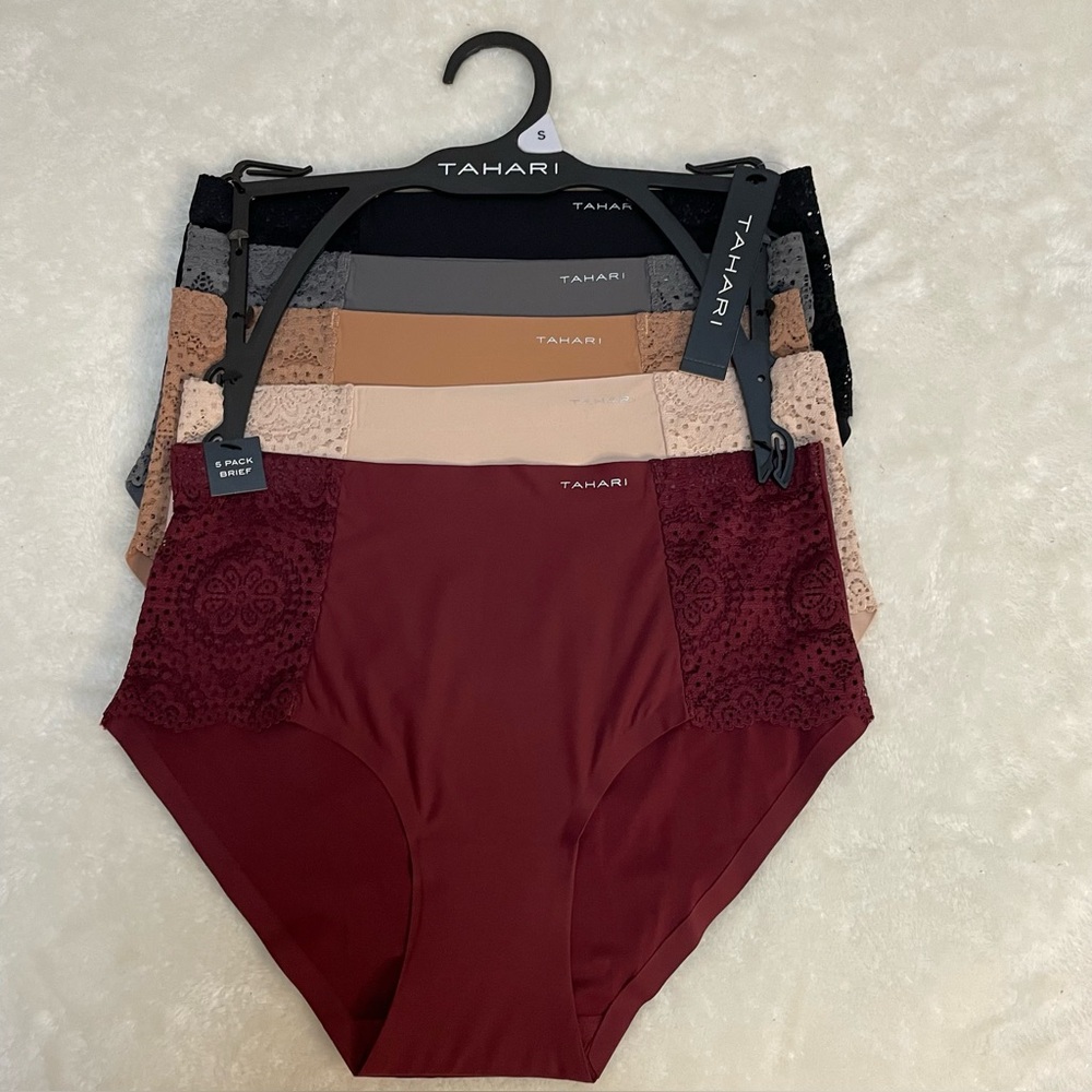 Tahari 5 Pack Silky Lace Insert Briefs Panties Women’s Size S